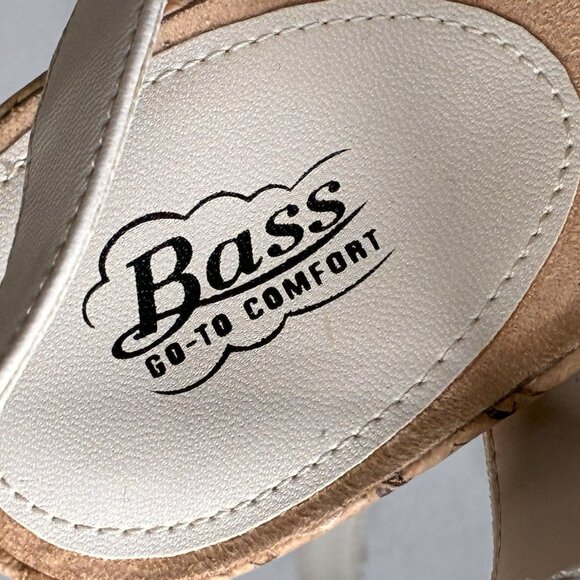 Bass Wedge Sandals Louisa Womens 9 M Strappy Elastic Metallic Beige Resort Vacay - Picture 2 of 11